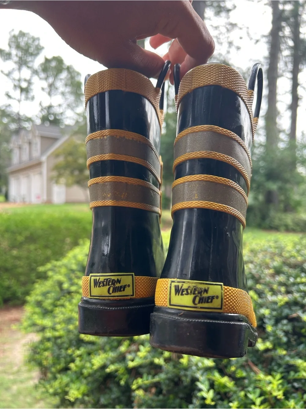 282 Firechief Kids' Black & Yellow Rain Boots